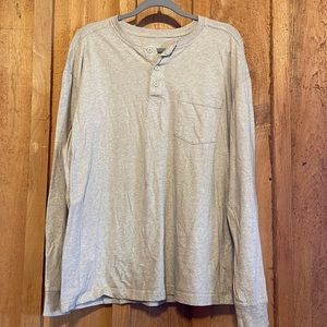 Mens Taupe Henley long sleeve shirt